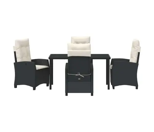 5 Daļu Dārza Galds Ar Spilveniem - Melns Polyratans Vidaxl