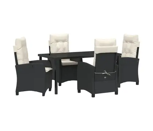 5 Daļu Dārza Galdiņš Ar Spilveniem - Melns Poliraksts Vidaxl