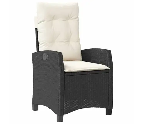 7 Daļu Dārza Maltīšu Komplekts Ar Spilveniem - Melns Poli Rattans Vidaxl