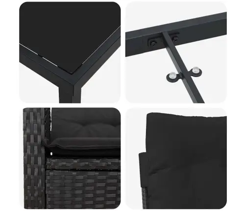 Sodo Valgomojo Komplektas 5 Pcs Juoda Poliratanas