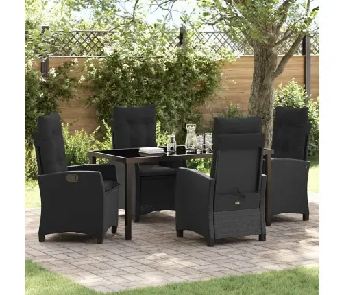 Aia Söögilaudade Komplekt Padjaga 5 Pcs Must Polürotang