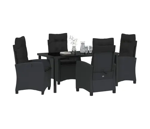 Aia Söögilaudade Komplekt Padjaga 5 Pcs Must Polürotang