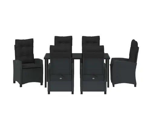 Sodo Valgomojo Komplektas Su Pagalve 7 Pcs Juoda Poliratanas