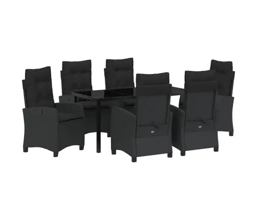 Sodo Valgomojo Komplektas Su Pagalve 7 Pcs Juoda Poliratanas