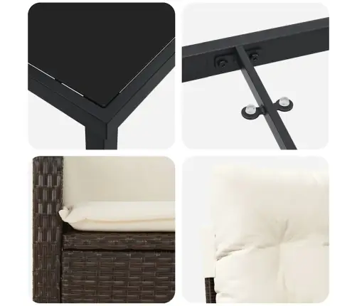 Aia Söögilaudade Komplekt Padjaga 3 Pcs Pruun Polürotang