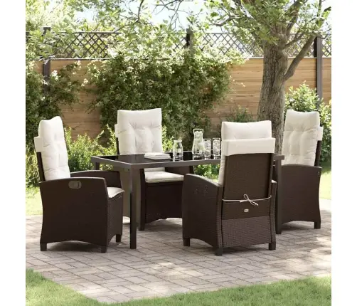 Sodo Valgomojo Komplektas Su Pagalve 5 Pcs Ruda Poliratanas