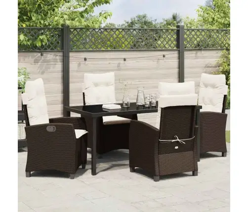 Sodo Valgomojo Komplektas Su Pagalve 5 Pcs Ruda Poliratanas