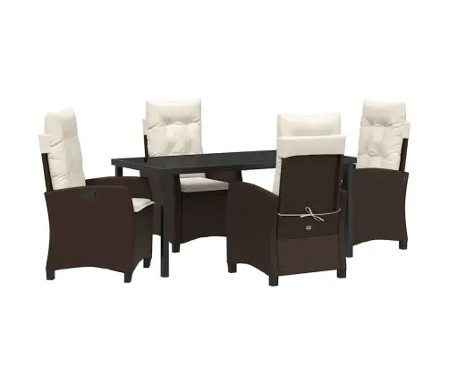 Sodo Valgomojo Komplektas Su Pagalve 5 Pcs Ruda Poliratanas