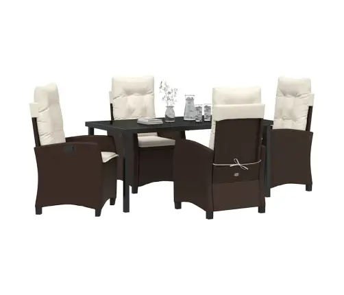 Sodo Valgomojo Komplektas Su Pagalve 5 Pcs Ruda Poliratanas