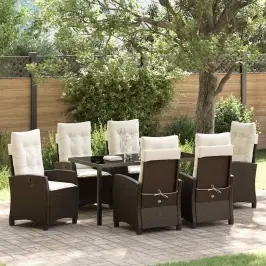 Dārza Ēdamgalds Ar Spilvenu 7 Pcs Brūna Poliratāns Vidaxl