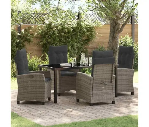 Sodo Valgomojo Komplektas Su Pagalve 5 Pcs Pilka Poliratanas