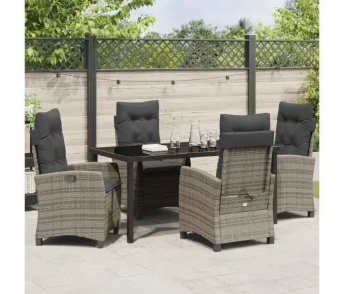 Sodo Valgomojo Komplektas Su Pagalve 5 Pcs Pilka Poliratanas