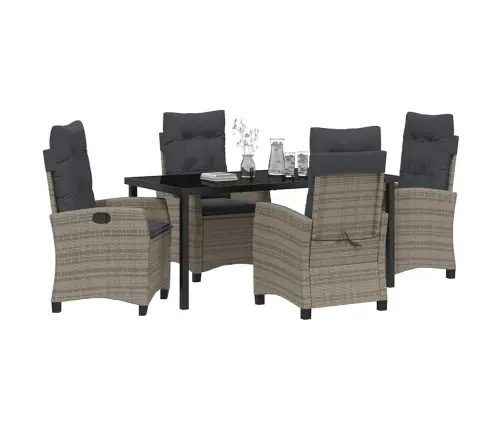 Sodo Valgomojo Komplektas Su Pagalve 5 Pcs Pilka Poliratanas