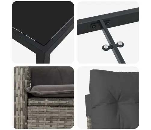 Sodo Valgomojo Komplektas Su Pagalve 7 Pcs Pilka Poliratanas