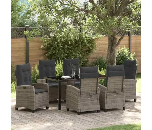 Sodo Valgomojo Komplektas Su Pagalve 7 Pcs Pilka Poliratanas