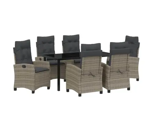 Sodo Valgomojo Komplektas Su Pagalve 7 Pcs Pilka Poliratanas