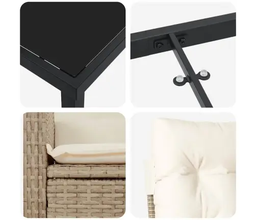 Aia Söögilaudade Komplekt Padjaga 3 Pcs Beež Polürotang