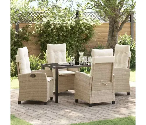 Sodo Valgomojo Komplektas Su Pagalve 5 Pcs Smėlio Poliratanas