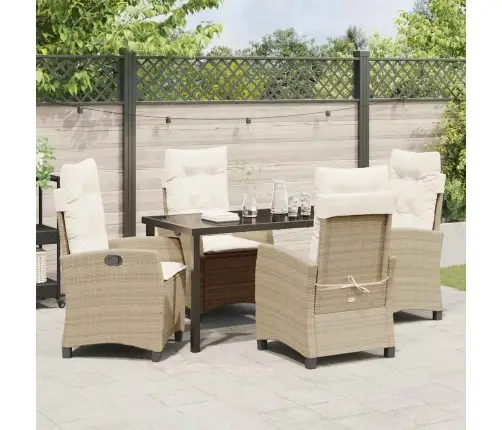 Sodo Valgomojo Komplektas Su Pagalve 5 Pcs Smėlio Poliratanas