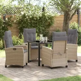 Sodo Valgomojo Komplektas Su Pagalve 5 Pcs Smėlio Poliratanas