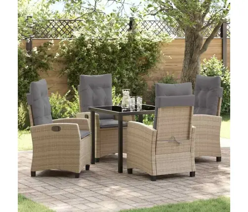 Sodo Valgomojo Komplektas Su Pagalve 5 Pcs Smėlio Poliratanas