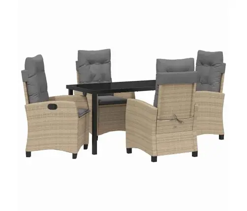5 Gab. Dārza Pusdienu Komplekts Ar Spilveniem - Bēšs Poliestera Rattans Vidaxl