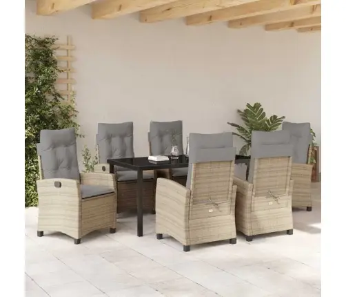 Aia Söögilaudade Komplekt Padjaga 7 Pcs Beež Polürotang