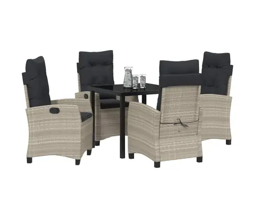 Sodo Valgomojo Komplektas 5 Pcs Šviesiai Pilka Poliratanas