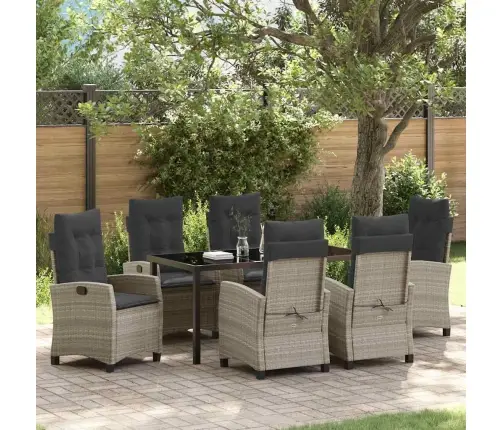 Sodo Valgomojo Komplektas 7 Pcs Šviesiai Pilka Poliratanas