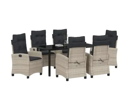 Sodo Valgomojo Komplektas 7 Pcs Šviesiai Pilka Poliratanas