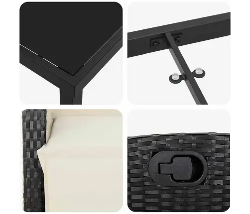 Sodo Valgomojo Komplektas 3 Pcs Juoda Poliratanas Sodo Valgomojo Komplektas 3 Pcs Juoda Poliratanas