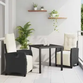Sodo Valgomojo Komplektas 3 Pcs Juoda Poliratanas