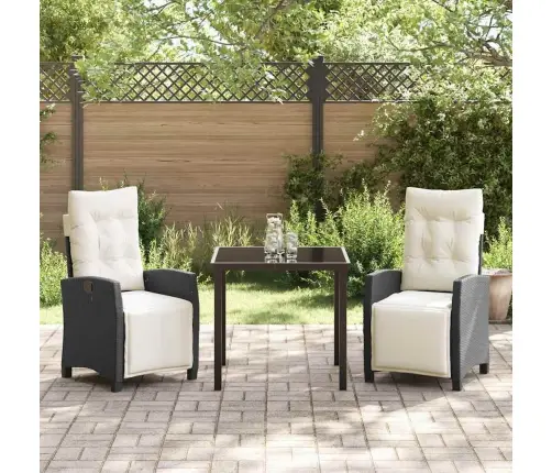 Sodo Valgomojo Komplektas 3 Pcs Juoda Poliratanas Sodo Valgomojo Komplektas 3 Pcs Juoda Poliratanas