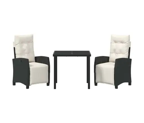 Sodo Valgomojo Komplektas 3 Pcs Juoda Poliratanas Sodo Valgomojo Komplektas 3 Pcs Juoda Poliratanas