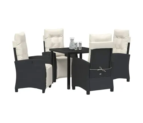 Aia Söögilaudade Komplekt Padjaga 5 Pcs Must Polürotang