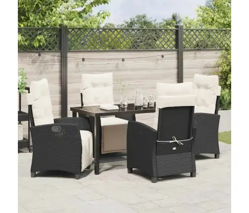 5 Daļu Dārza Ēdamgalda Komplekts, Melns Poli Ratanis Vidaxl