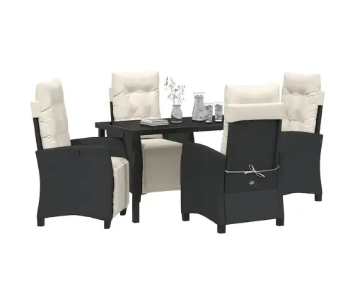 5 Daļu Dārza Ēdamgalda Komplekts, Melns Poli Ratanis Vidaxl