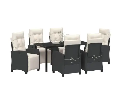 7 Daļu Dārza Ēdamzīmes Komplekts, Melns Poliestera Rattan Vidaxl