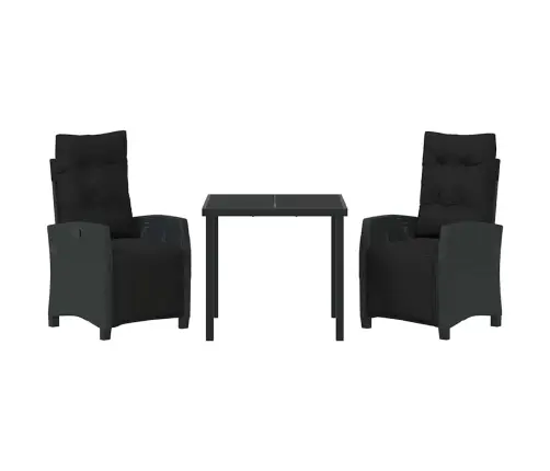 Sodo Valgomojo Komplektas Su Pagalve 3 Pcs Juoda Poliratanas