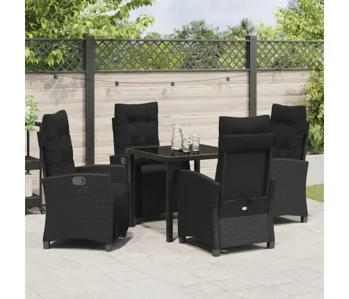 Aia Söögilaudade Komplekt Padjaga 5 Pcs Must Polürotang