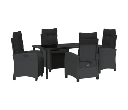 5 Daļu Dārza Ēdamgalds Melns Polirattans Vidaxl