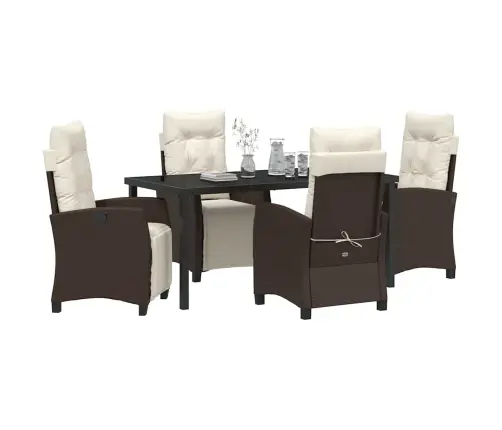 5 Daļīgais Dārza Vakarēšanas Komplekts, Brūns Polietilēna Ratan Vidaxl