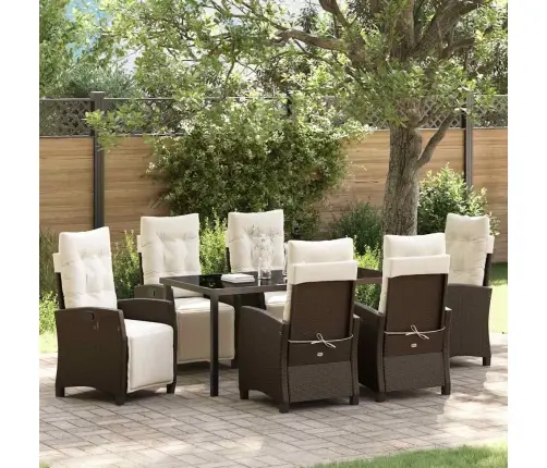 7 Daļu Dārza Ēdamkomplekts, Brūns, Pola Ratanā Vidaxl