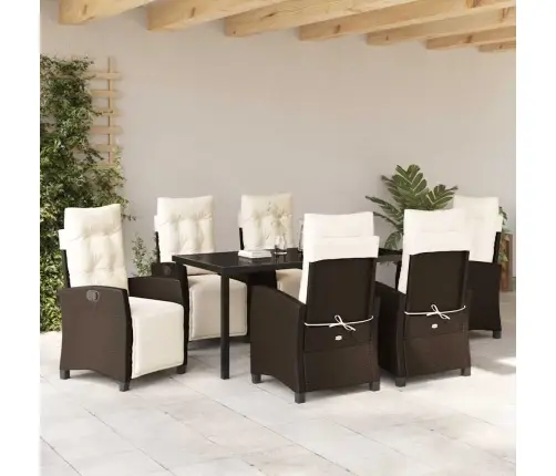 7 Daļu Dārza Ēdamkomplekts, Brūns, Pola Ratanā Vidaxl