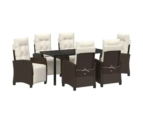 7 Daļu Dārza Ēdamkomplekts, Brūns, Pola Ratanā Vidaxl