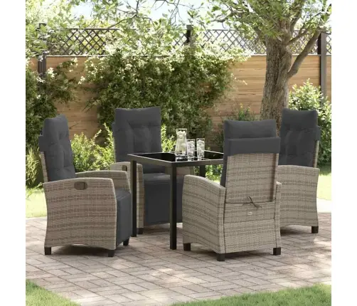 5 Daļu Dārza Ēdamgalda Komplekts Pelēks Poliesters Ratanā Vidaxl