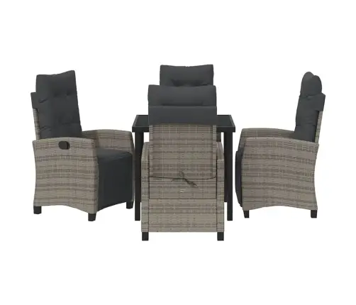 5 Daļu Dārza Ēdamgalda Komplekts Pelēks Poliesters Ratanā Vidaxl