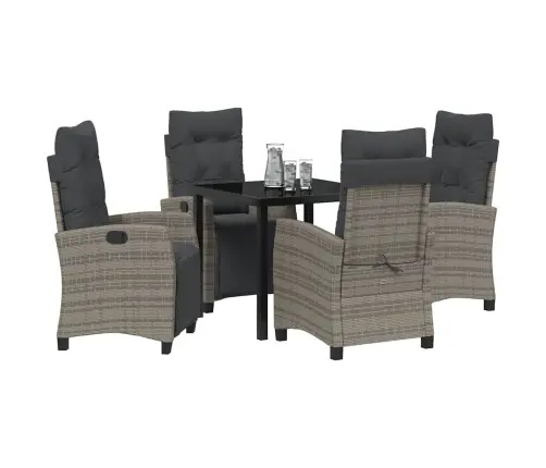 5 Daļu Dārza Ēdamgalda Komplekts Pelēks Poliesters Ratanā Vidaxl