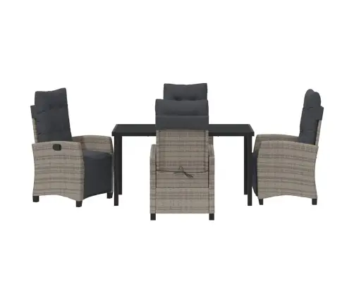 Sodo Valgomojo Komplektas Su Pagalve 5 Pcs Pilka Poliratanas