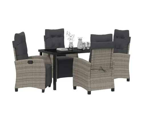 Sodo Valgomojo Komplektas Su Pagalve 5 Pcs Pilka Poliratanas